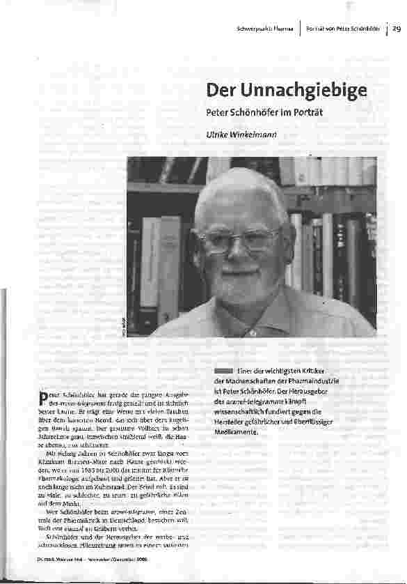 Der Unnachgiebige - Peter Schönhöfer im Porträt