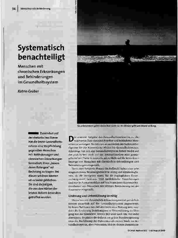 Systematisch benachteiligtMenschen mit chronischen Erkrankungen und Behinderungen im Gesundheitssystem