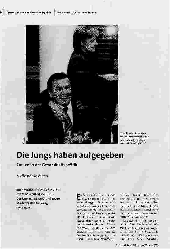 Die Jungs haben aufgegebenFrauen in der Gesundheitspolitik