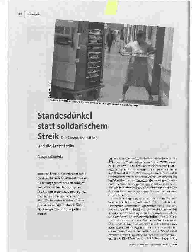 Standesdünkel statt solidarischem StreikDie Gewerkschaften und die Ärztestreiks