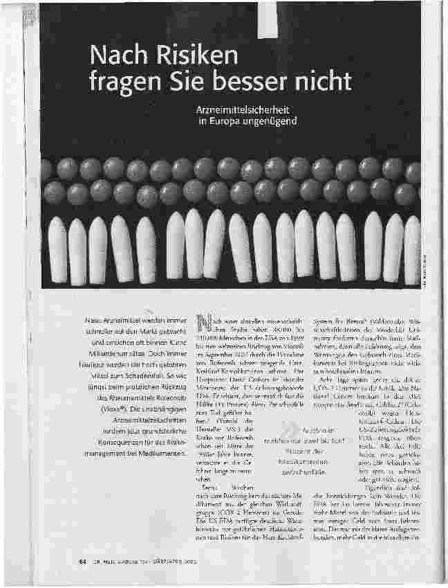 Nach Risiken fragen Sie besser nichtArzneimittelsicherheit in Europa ungenügend