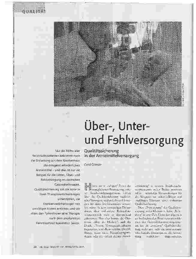Über-, Unterund Fehlversorgung. Qualitätssicherungin der Arzneimittelversorgung