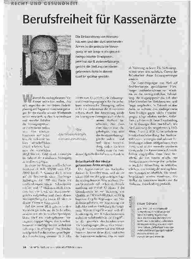 Berufsfreiheit für Kassenärzte