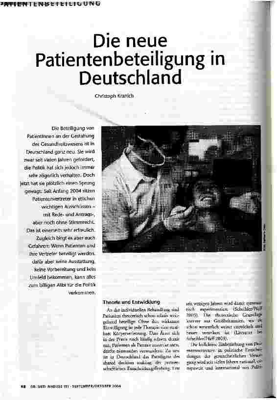 Die neue Patientenbeteiligung in Deutschland