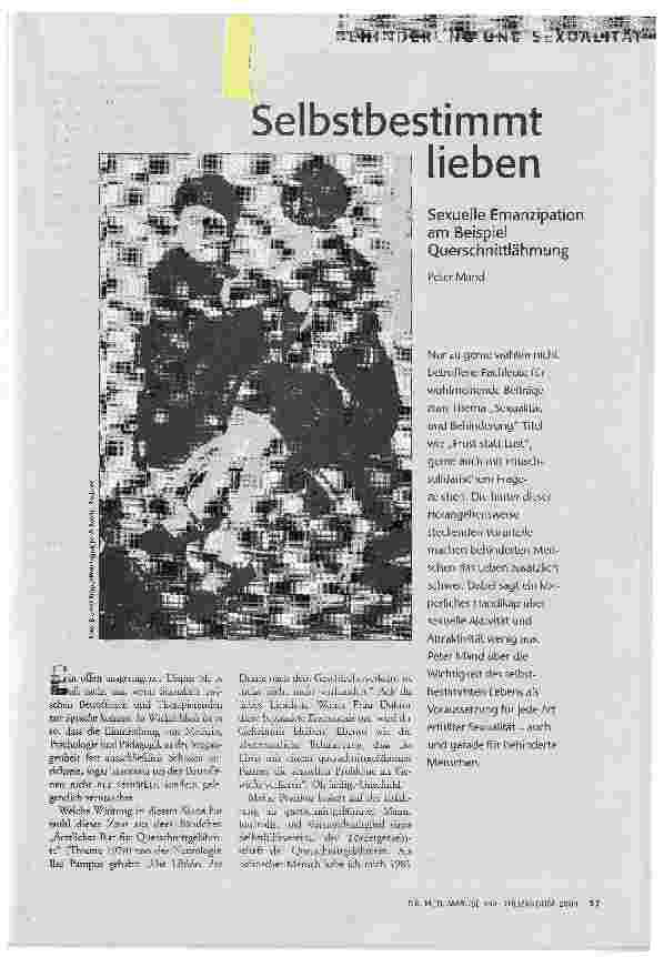 Selbstbestimmt liebenSexuelle Emanzipation am Beispiel Querschnittlähmung
