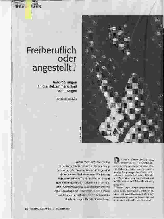 Freiberuflich oder angestelltAnforderungen an die Hebammenarbeit von morgen