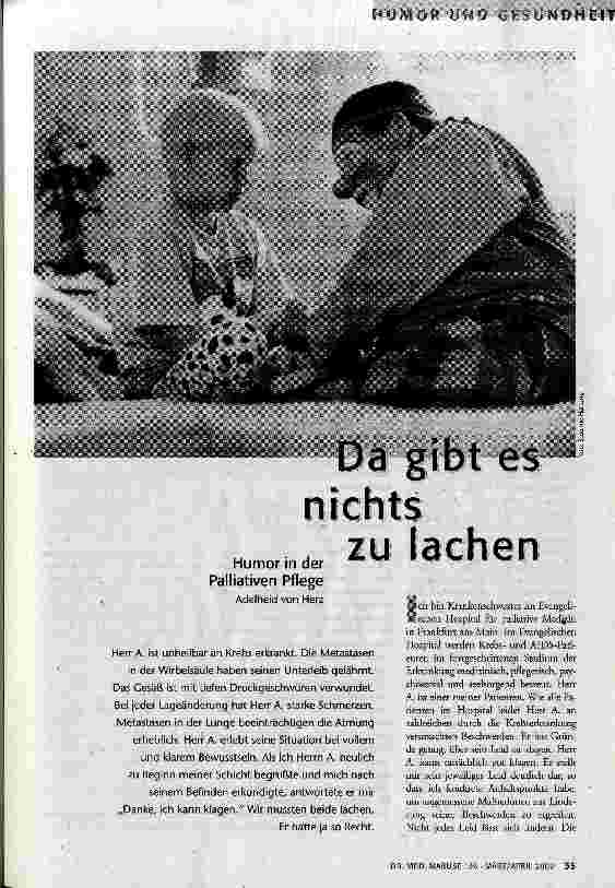 Da gibt es nichts zu lachen Humor in der Palliativen Pflege