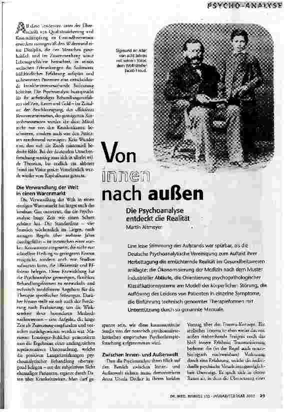 Von innen nach außen Die Psychoanalyse entdeckt die Realität