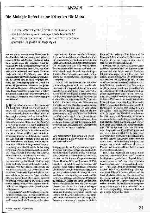 Die Biologie liefert keine Kriterien für Moral