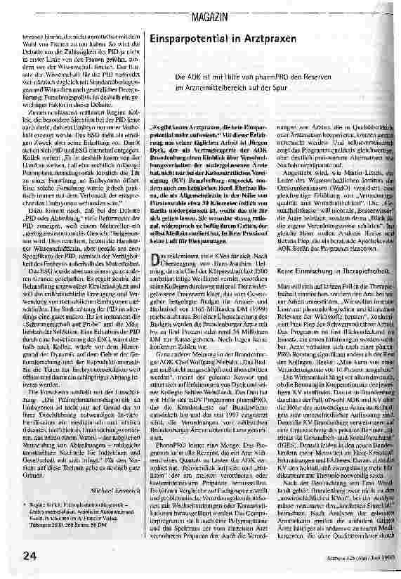 Einsparpotential in Arztpraxen Die AOK ist mit Hilfe von pharmPRO den Reserven im Arzneimittelbereich auf der Spur