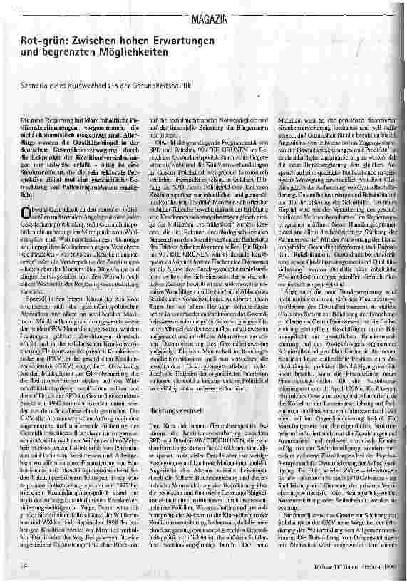 Szenario eines Kurswechsels in der Gesundheitspolitik