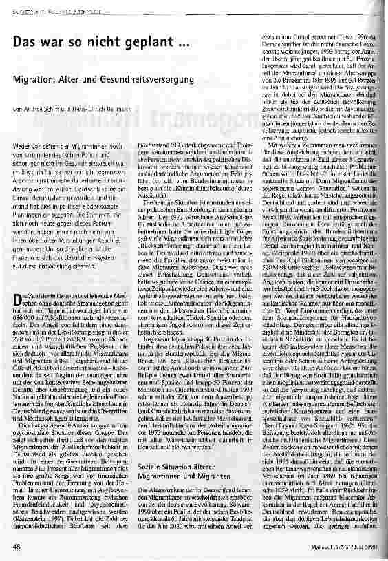 Das war so nicht geplant ... Migration, Alter und Gesundheitsversorgung