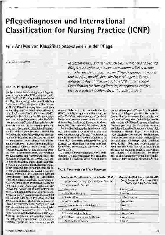 Pflegediagnosen und International Classification for Nursing Practice (ICNP) Eine Analyse von Klassifikationssystemen in der Pflege