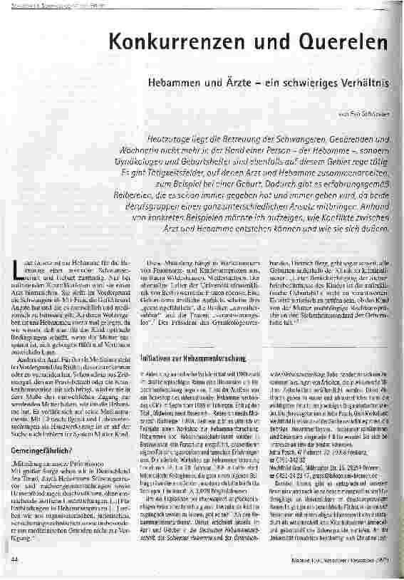 Konkurrenzen und Querelen Hebammen und Ärzte - ein schwieriges Verhältnis