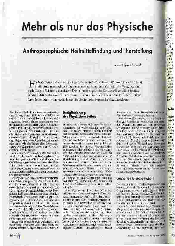 Mehr als nur das Physische Anthroposophische Heilmittelfindung und -herstellung