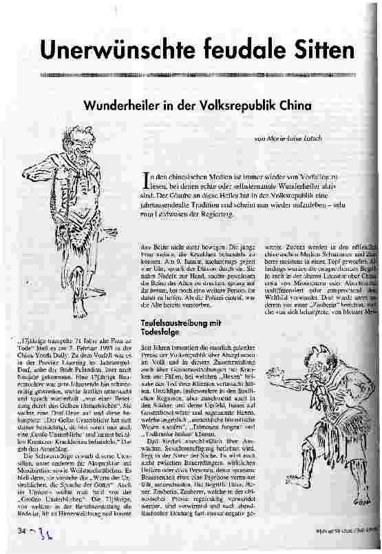 Unerwünschte feudale Sitten Wunderheiler in der Volksrepublik China