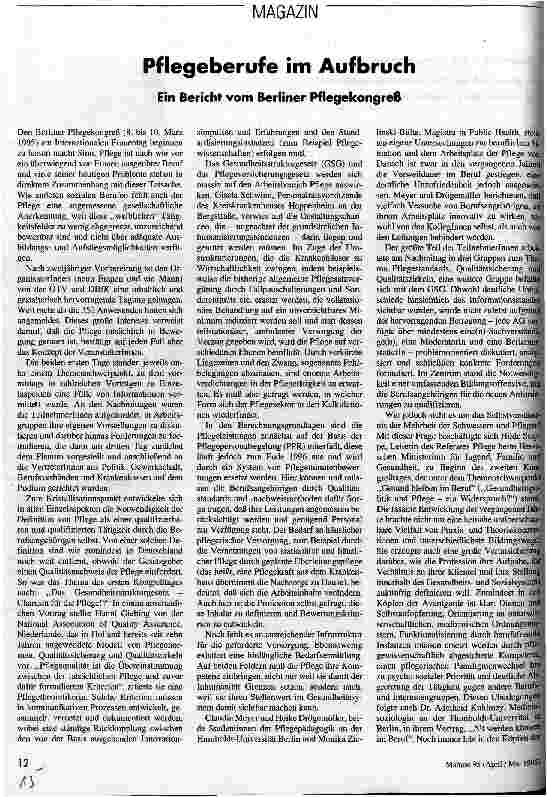 Pflegeberufe im Aufbruch