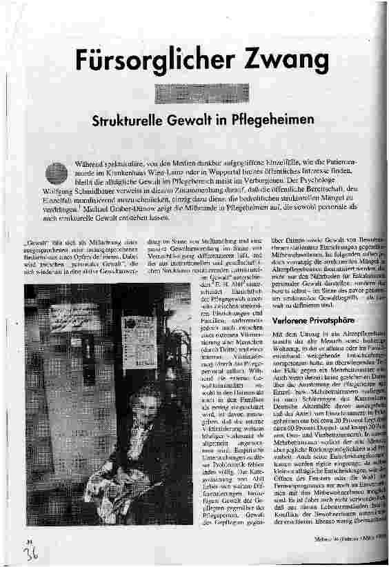 Fürsorglicher Zwang Strukturelle Gewalt in Pflegeheimen