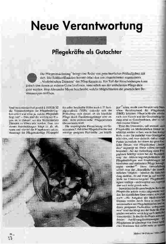 Neue Verantwortung Pflegekräfte als Gutachter
