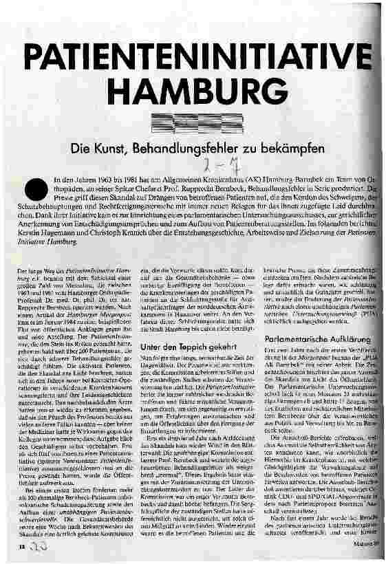 Patienteninitiative Hamburg Die Kunst, Behandlungsfehler zu bekämpfen