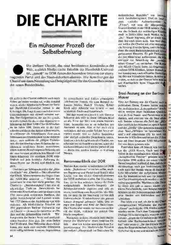 Die Charite Ein mühsamer Prozeß der Selbstbefreiung