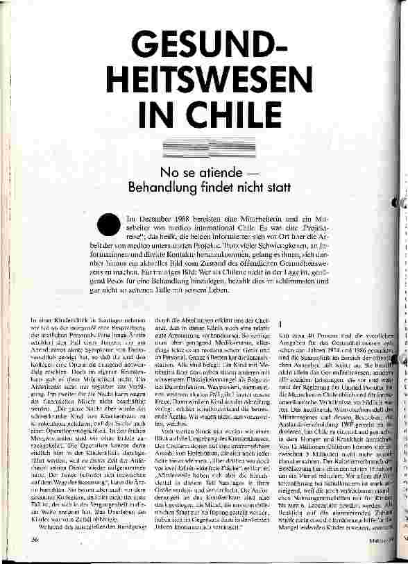 Gesundheitswesen in Chile No se atiende- Behandlung findet nicht statt