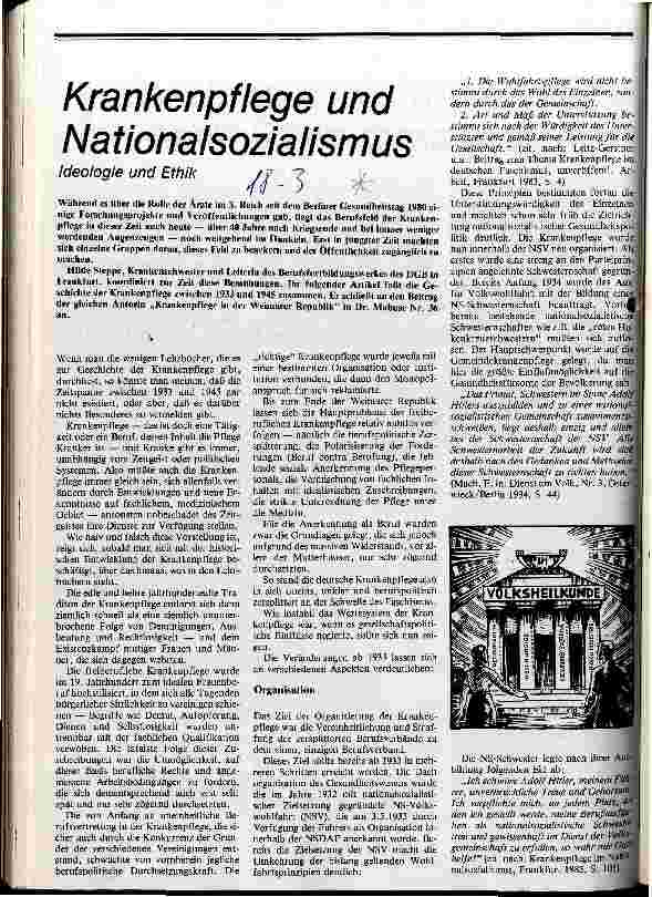 Krankenpflege und Nationalsozialismus