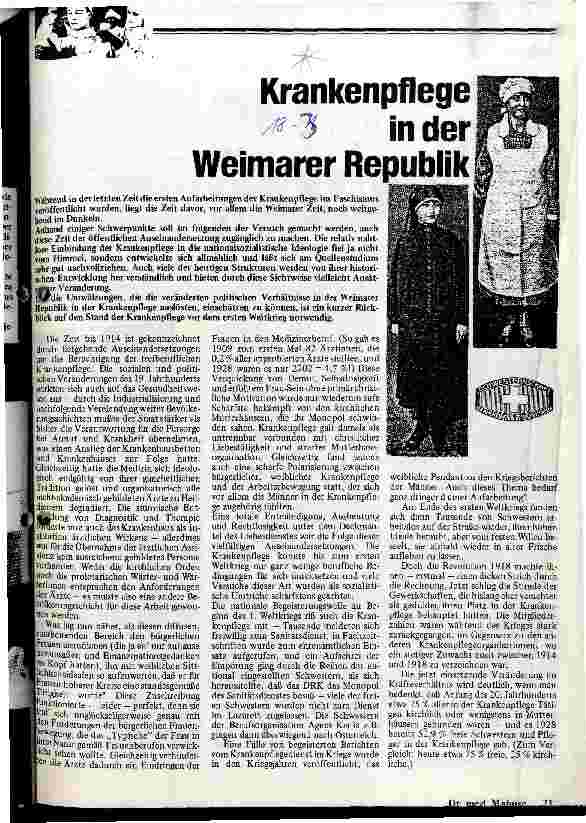 Krankenpflege in der Weimarer Republik