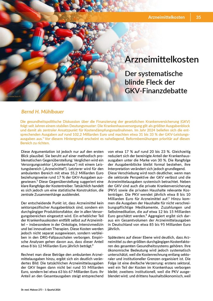 Arzneimittelkosten – Der systematische blinde Fleck der GKV-Finanzdebatte – Zeitschrift für alle Gesundheitsberufe