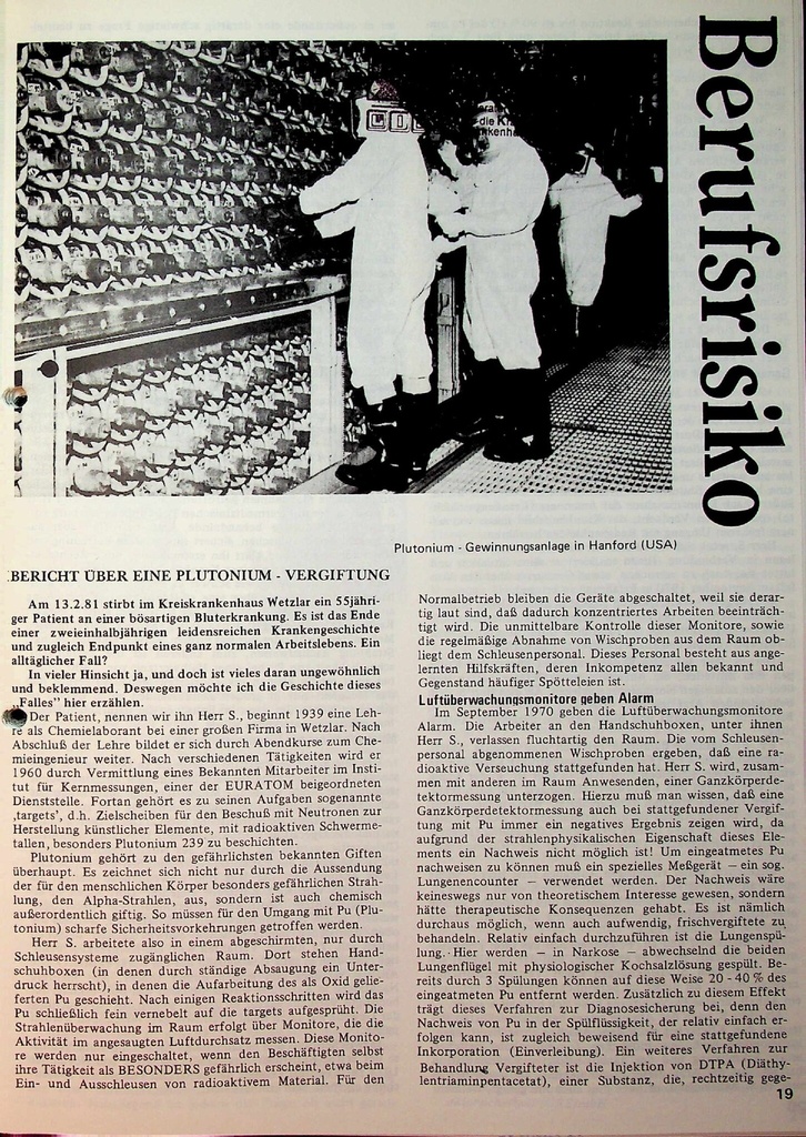 [doc_775408] Bericht über eine Plutonium-Vergiftung – Zeitschrift für alle Gesundheitsberufe