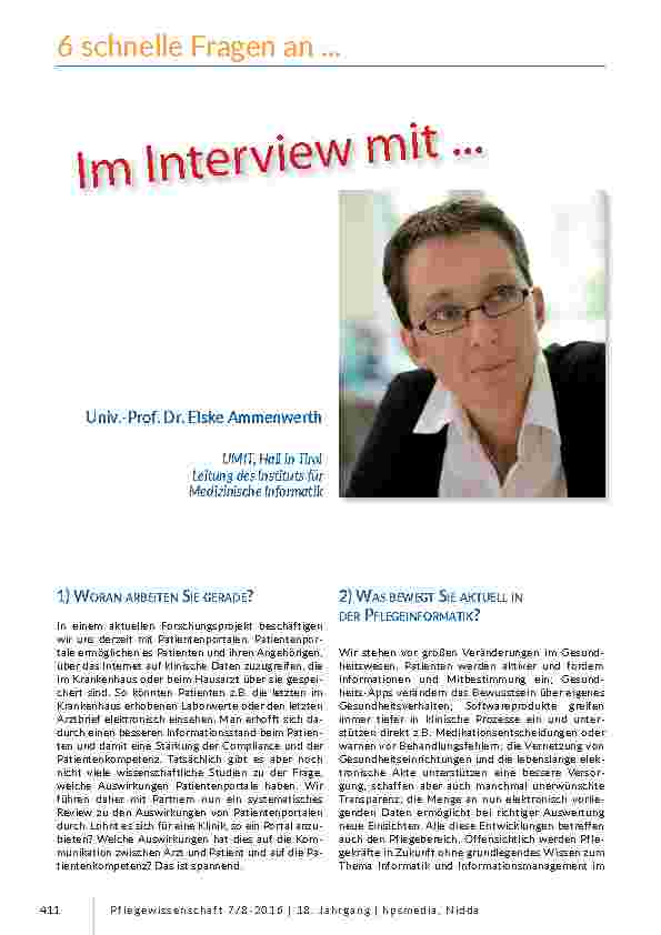 Sechs schnelle Fragen an Prof. Elske Ammenwerth