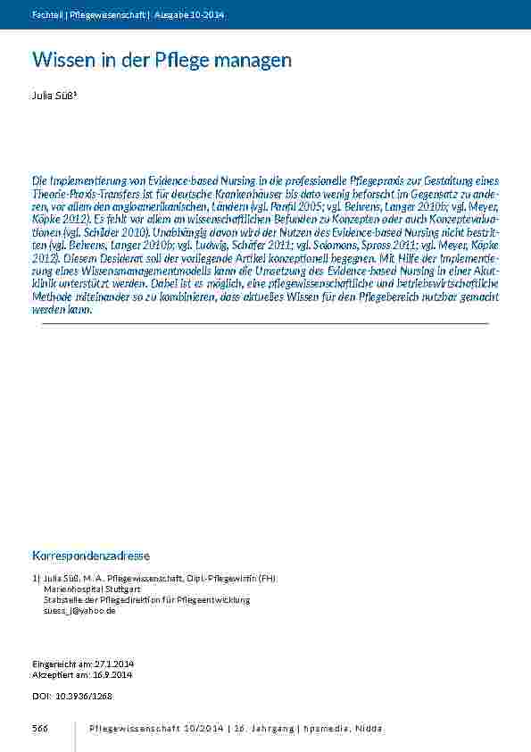 Wissen in der Pflege managen